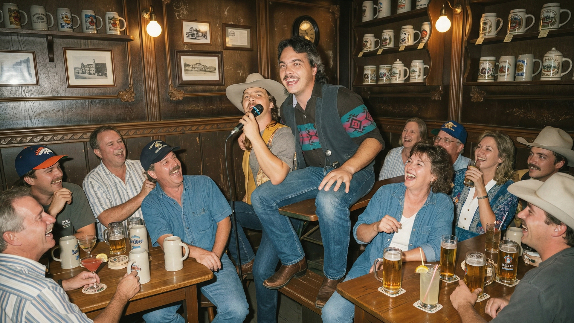 Andy and Brian yuckin' it up with the fans, Erfurt, Germany, 1998