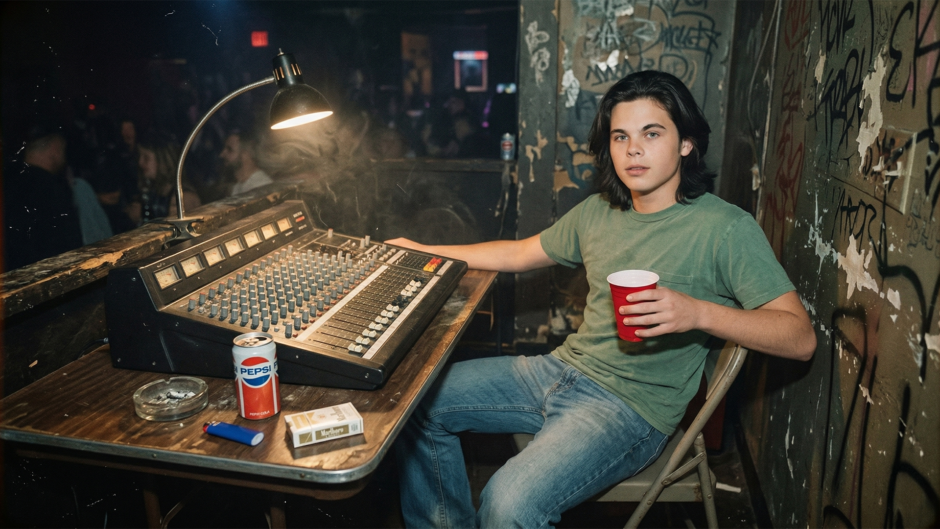 Brian setting up for Talas at O'Reilly's Pub, Buffalo, NY, 1978