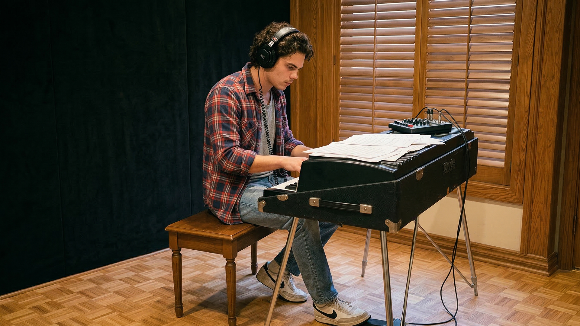 Brian writing Jingle at the Pedernales Studio outside of Austin Texas, 1985
