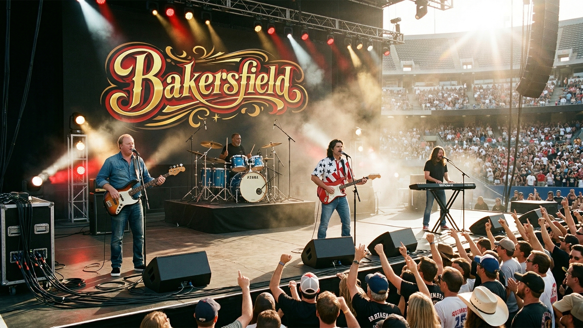 Brian and Bakersfield performing at the Mechanics Bank Arena in Bakersfield, CA, 2001