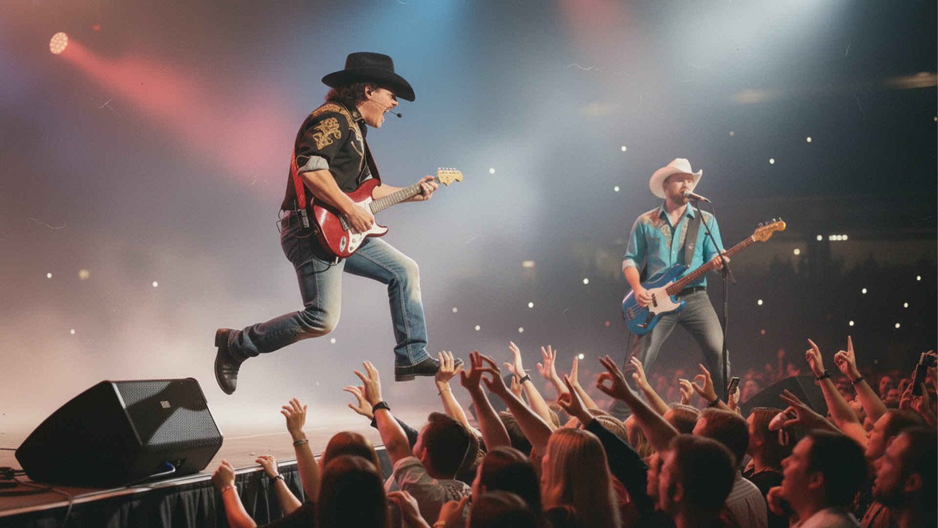 Brian and Randy performing on the USO tour in Rammstein, Germany in 1995